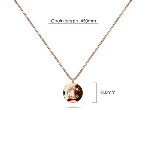 Solid 925 Sterling Silver Initial Alphabet Personalised Disc Necklace